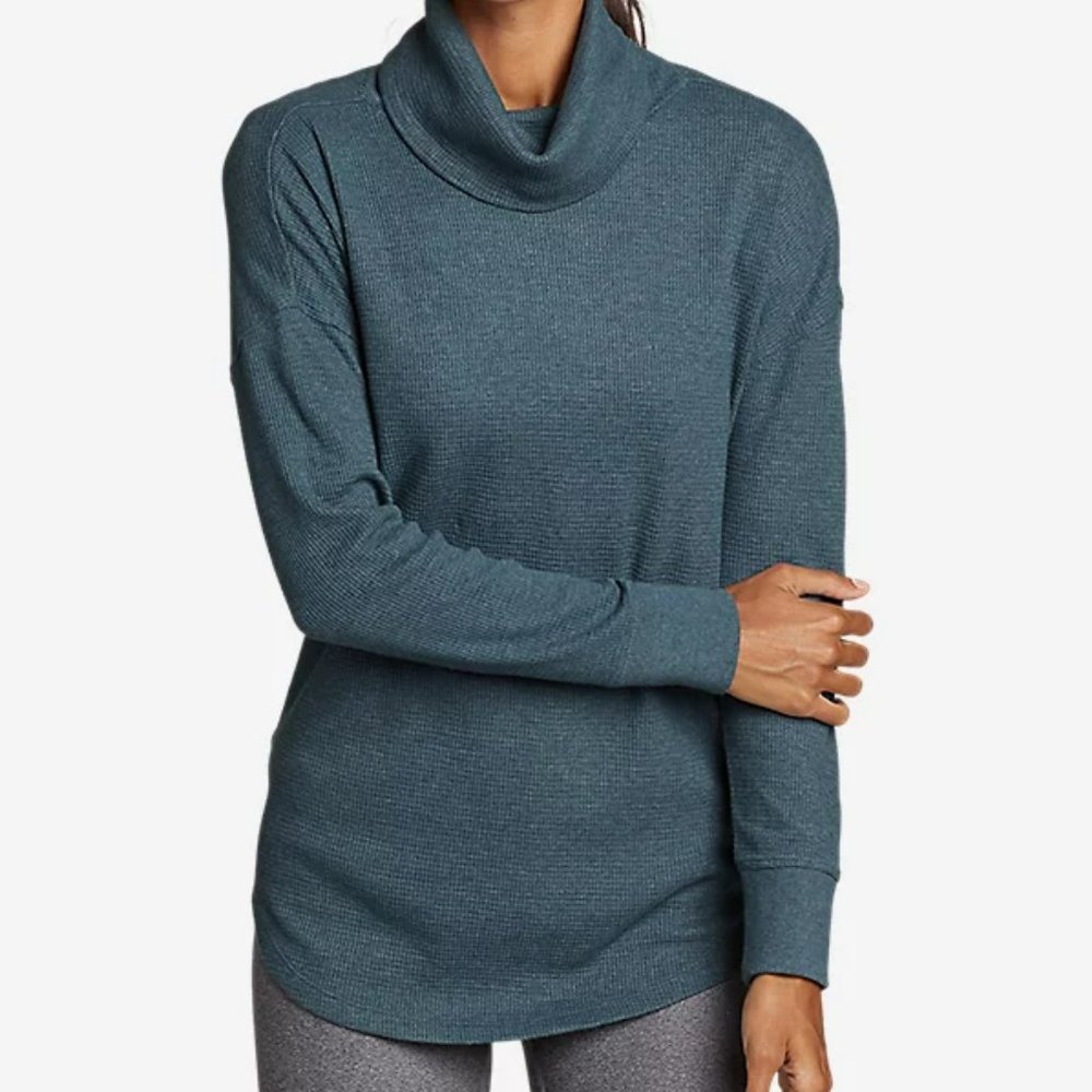 Eddie Bauer Thermal Funnel Neck Sweater M Grey